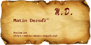 Matin Dezső névjegykártya